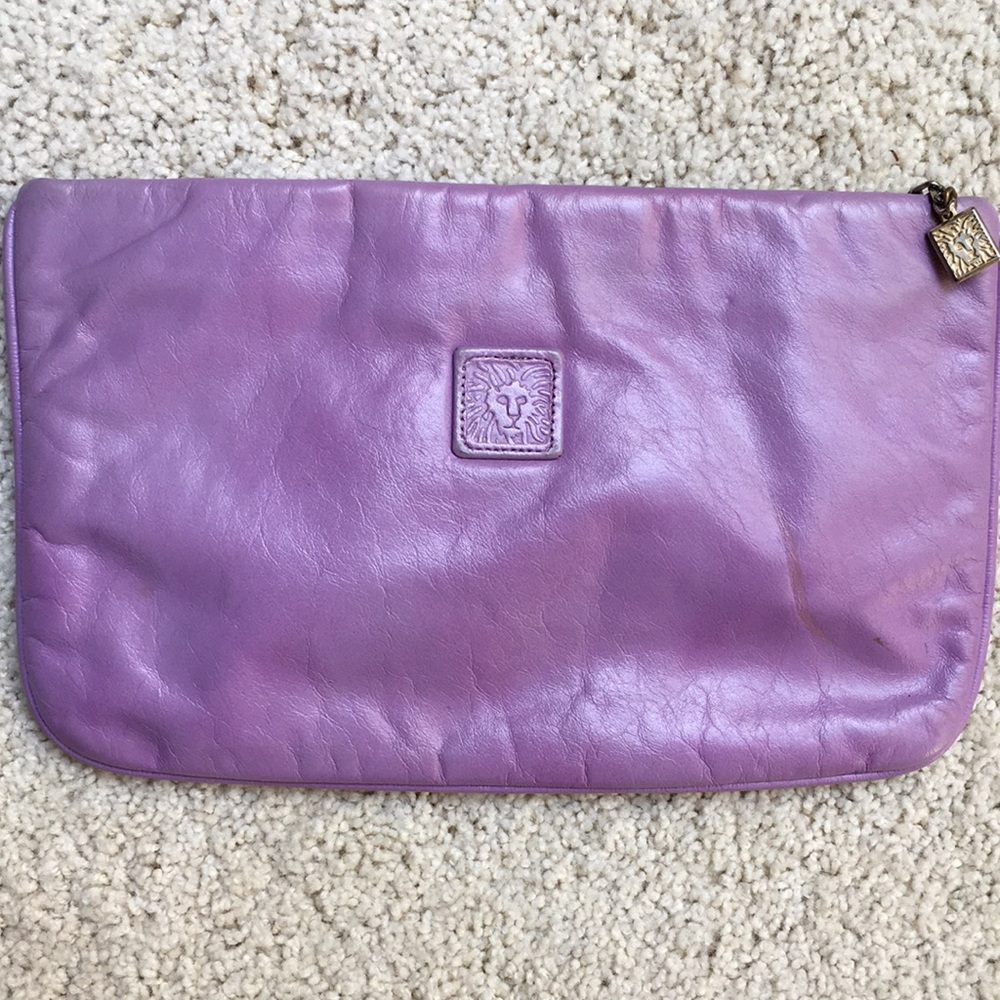 Pretty violet leather Anne Klein zip bag